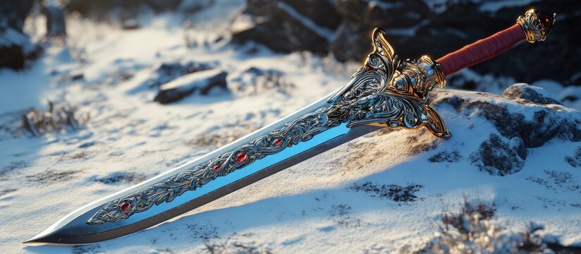 3D illustration of a sword as gaming equipment