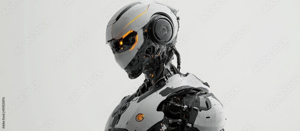 Poster 3d rendering of a humanoid robot displayed against a white background