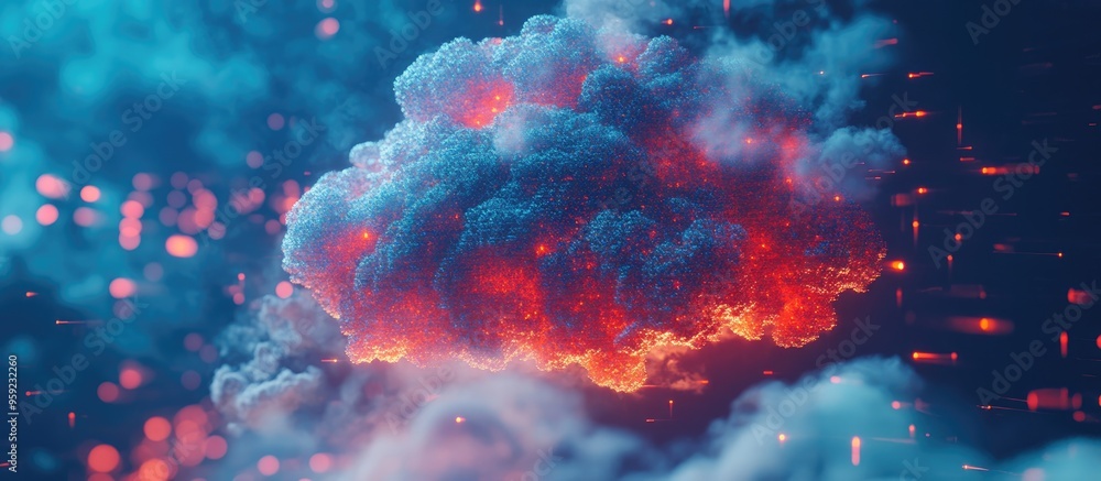 Aufkleber concept of creativity represented by a cloud of ideas displayed on a digital interface