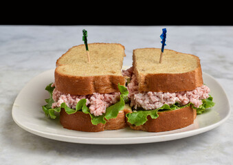 spam salad sandwich with an pickle