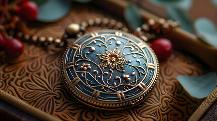 Ornate Gold Pocket Watch with Blue Enamel and Floral Design