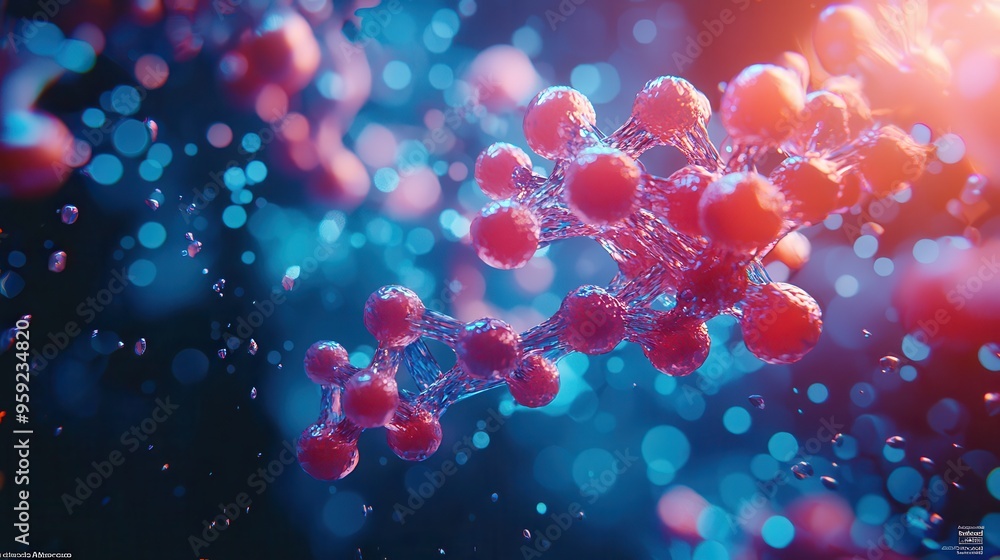 Poster abstract molecular structure with bokeh background