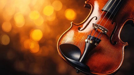 Fototapeta premium Violin Close Up with Bokeh Background