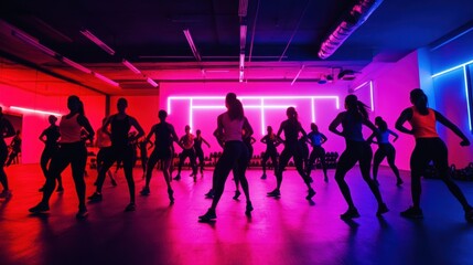 Energetic Dance Performance in Neon Lit Nightclub