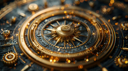 Fototapeta premium Golden Gear Clockwork Mechanism - 3D Illustration