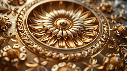 Obraz premium Golden Floral Ornament 3D Illustration