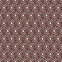 Contemporary honeycomb geometric pattern. Repeated hexagons ornament. Modern mosaic background. Seamless surface abstract design. Geo wallpaper. Digital paper, textile print. Vector art