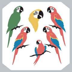 Parrot silhouette vector art illustration, bird parrot logo tropical bird logo icon