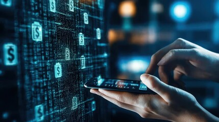 Digital Finance  Dollar Symbol   Smartphone   Mobile Banking  Online Payment   Financial Technology   Cyber Security   Future of Money