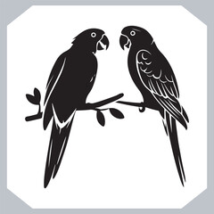 Parrot silhouette vector art illustration, bird parrot logo tropical bird logo icon