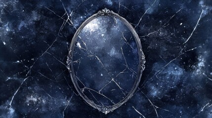 Obraz premium Cracked Mirror on Blue Marble Background