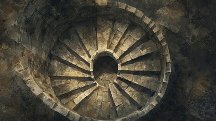 Old Stone Spiral Staircase Top View