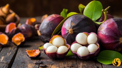 Close-up of Starfruit (Carambola)  on a Rustic Wooden Surface