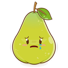 pear crying face cartoon cute