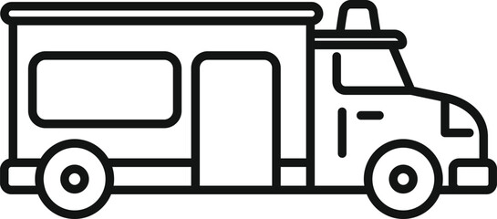 Police swat team truck driving forward line art vector icon for apps and websites