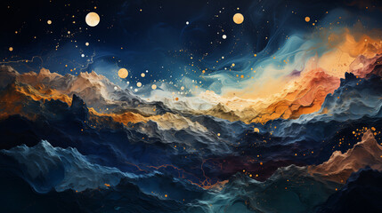 Naklejka premium astarte.ai: Mountains of Fire and Stars