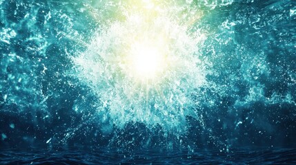 Fototapeta premium Underwater Splash with Light Rays and Water Droplets