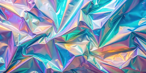 Ethereal holographic metallic foil background with pastel neon colors , ethereal, holographic, metallic, foil, pastel, neon, blue