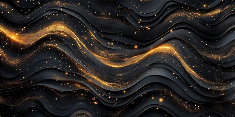 Abstract black and gold wave background.