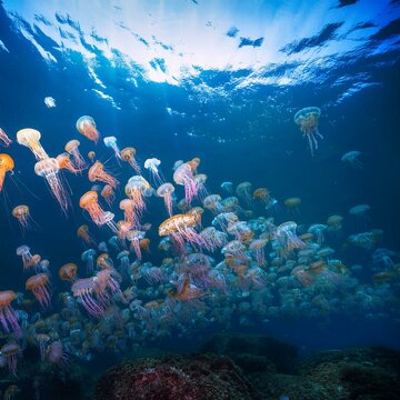 jellyfish scient. class. Medusozoa cridaria animal, AI generated