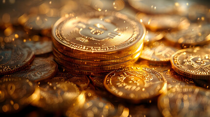 Golden Bitcoin Stack Illustration