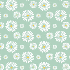 Seamless white and yellow daisy pattern, Hand-drawn botanical daisy floral pattern.botany elements, Ink drawings of flowers.eps 10.