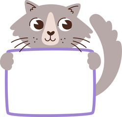 Cat Holding Blank Card