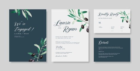 Elegant and minimalist wedding invitation template. Premium wedding invitation template. Wedding engagement template