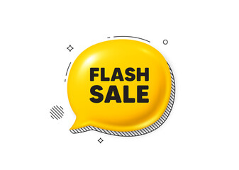 Flash Sale tag. Comic speech bubble 3d icon. Special offer price sign. Advertising Discounts symbol. Flash sale chat offer. Speech bubble comic banner. Discount balloon. Vector