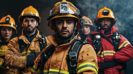 Courageous Firefighters Battling Flames in Emergency Rescue Mission