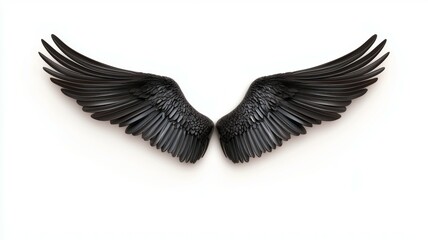 The wings of a black bird are shown in detail