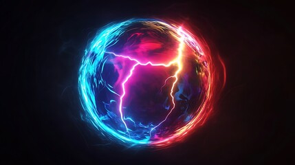 Obraz premium holographic energy sphere on black background