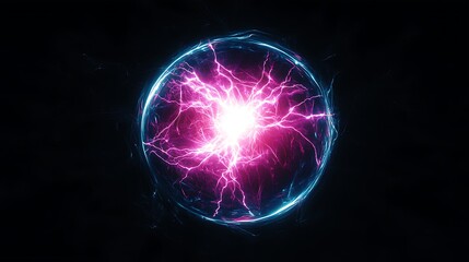 Obraz premium holographic energy sphere on black background