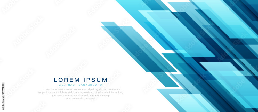 Poster abstract blue diagonal geometric background. rectangle shape graphic elements. technology futuristic