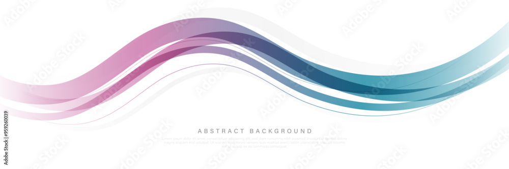 Poster abstract flowing wave on white background with space for your text. trendy gradient curve lines. tra