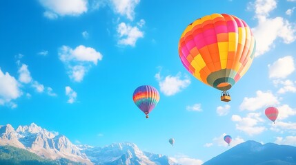 Obraz premium 空に浮かぶ気球