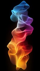 Naklejka premium Abstract colorful light waves on black background.