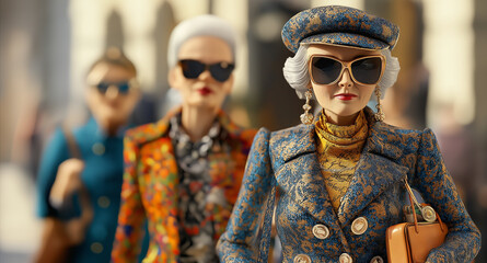 Fototapeta premium image of a beautiful and elegant old influencer woman.