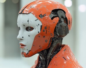 AI-Driven Humanoid Head Connected to Advanced Cyber Networks The Future of Automation and Intelligence