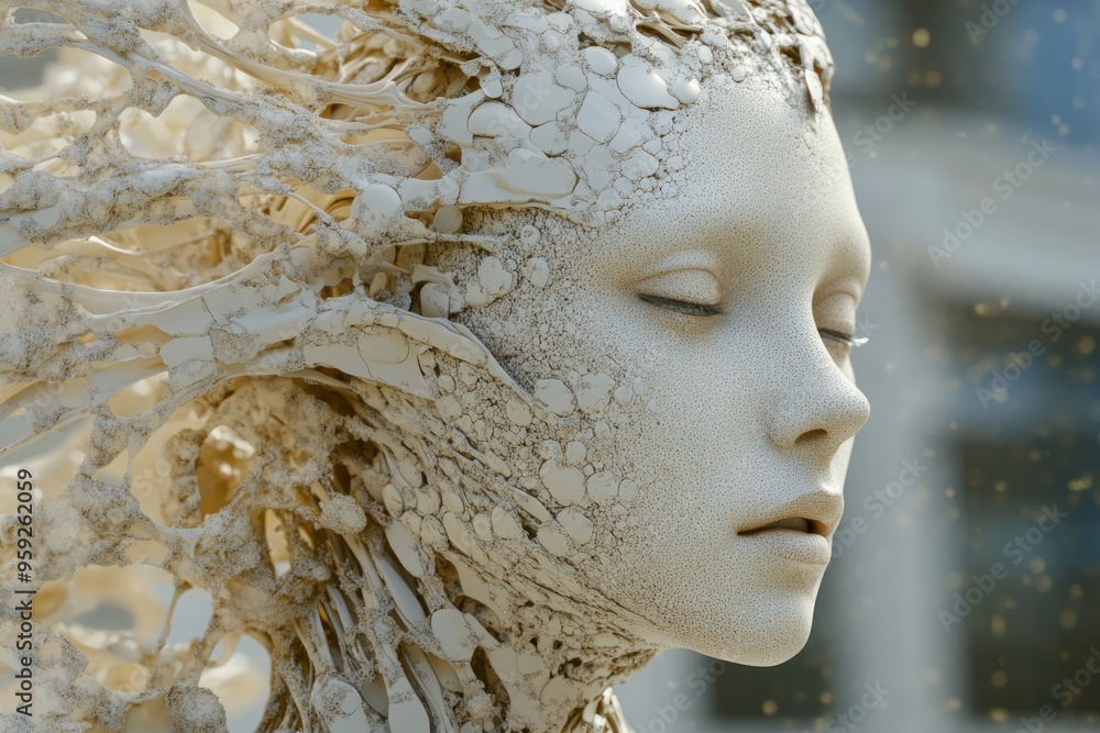 Poster ai and human fusion a digital portrait of advanced automation and intelligence, exploring the future