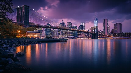 Obraz premium Brooklyn Bridge and Manhattan Skyline at Twilight