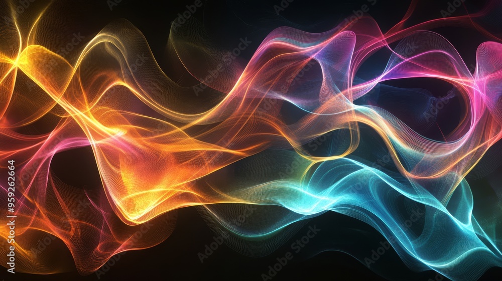 Poster immerse yourself in the captivating experience of vibrant light trails that are presented in a moder