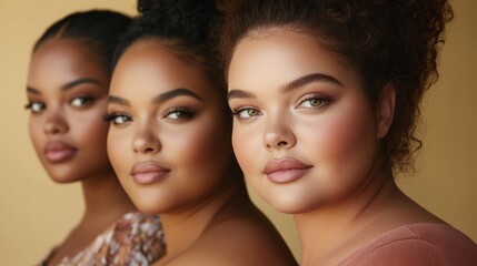 Fototapeta premium Embrace Your Curves Plus Size Women Radiating Confidence and Beauty in a Studio Setting Celebrate Your Body, Own Your Sensuality, and Embrace the Power of Self-Love