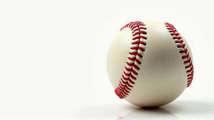 A baseball is sitting on a white background
