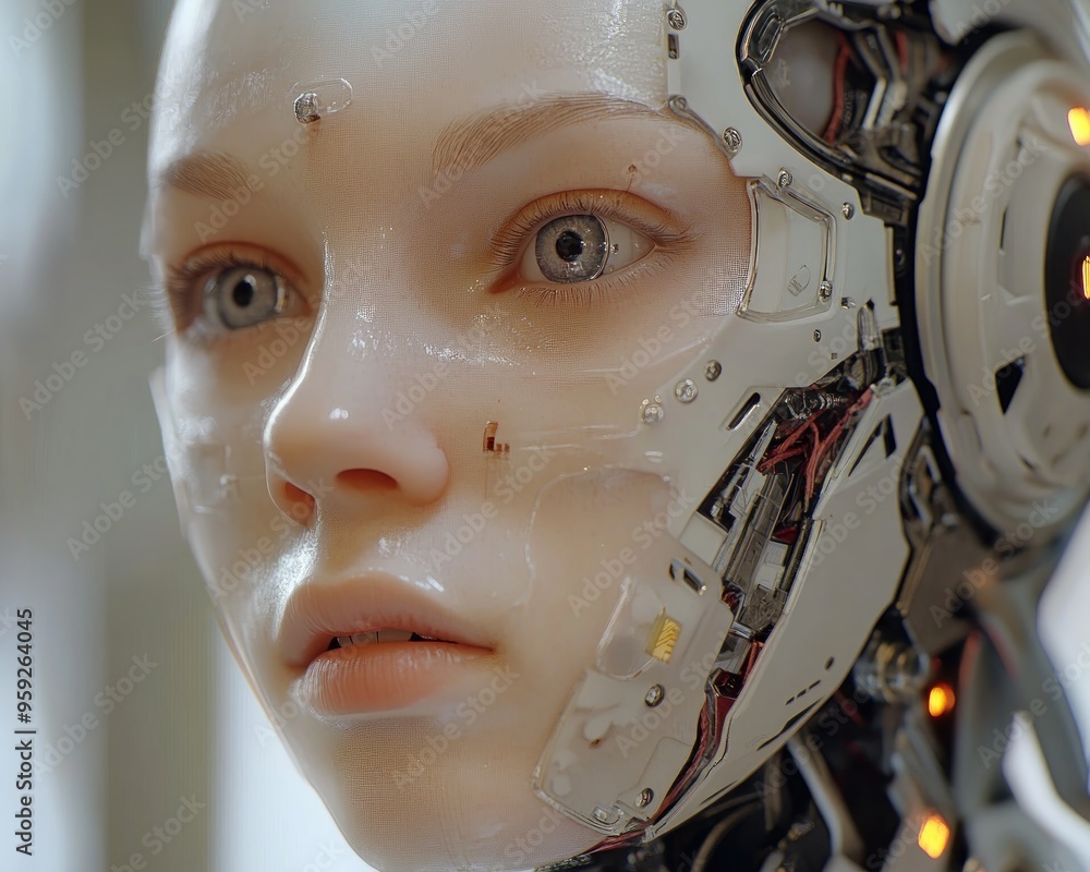 Poster the future of human-machine integration ai-driven human head connected to advanced cyber networks, r