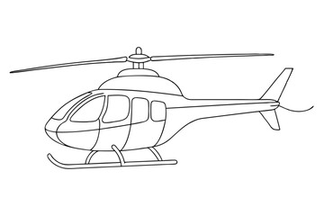 Minimalist Line Drawing of Helicopter Vector Art Illustration for Modern Design