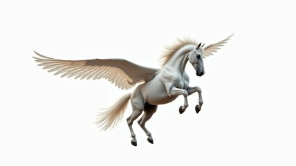 Fototapeta premium A white horse with wings flying in the air