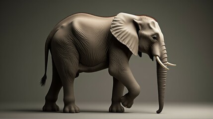 Fototapeta premium A large elephant is walking on a grey background