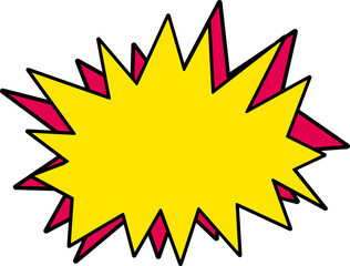 A shout explosion speech bubble with a yellow and red outline. Perfect for comic, manga or manhwa production