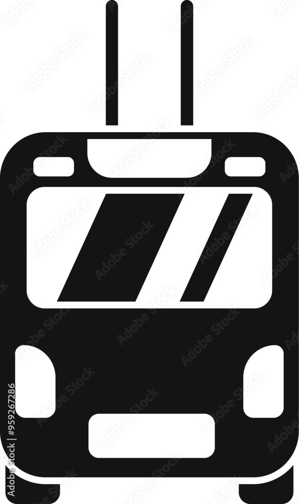 Poster this simple icon of a trolleybus is set on a white background